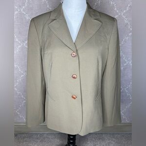 Anne Klein Suit Blazer Light Beige Women's Size 12P Three Button Career Wear Jac